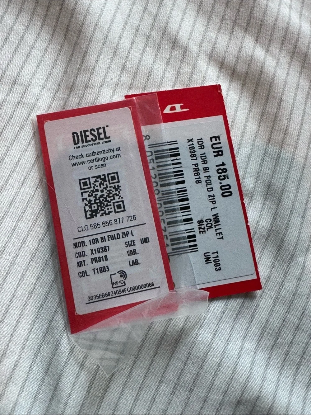 Diesel bifold zip wallet NIB